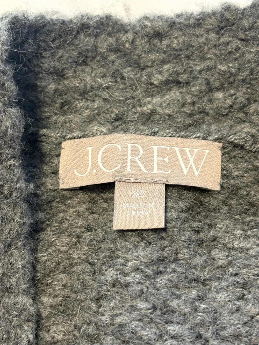 J. Crew Relaxed Cardigan in Textured Yarn Size XS Grey Oversized Wool Layering